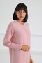 Pink Side Slit Midi Length Crew Neck Cashmere Women’s Knit Dress - 2