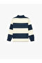 Ribbed Half-Zip Long Sleeve High Collar Oversized Striped Sweatshirt - 2