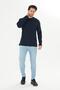 Men's Plus Size Navy Blue Cotton Crew Neck Long Sleeve T-Shirt 5020B-L - 4