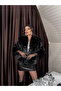 Women's Shawl Collar Black Mid-Length Snap-Fastener Faux Fur Coat - Soft Textured, Stylish and Modern Coat 2429