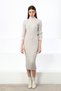 A.Beige Half Fisherman Corded Fabric Midi Length Cashmere Women's Knitwear Dress - 2