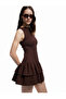 Cotton Layered Flounce Slim Fit Boat Neck Sleeveless Mini Dress - 2