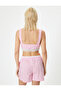 Deep V-Neck Bustier Striped Lace Detailed Slim Fit - 4
