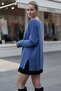 Cobalt Blue V-Neck Long Sleeve Slit Silvery Casual Long Back Oversized Knitwear Sweater 70 75 - 2