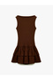 Cotton Layered Flounce Slim Fit Boat Neck Sleeveless Mini Dress - 4