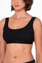 Women's Cotton Ribbed Knit Sports Bra |   Black 5044 - 4