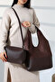 Women's Brown Suede Extra Mini Bag with Side Straps and Handle Detail, Internal Compartment, Hand and Shoulder Bag - 6