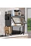 3-Tier Microwave Oven Rack – Adjustable Metal Kitchen Shelf with Sliding Door Cabinet - 4