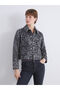 Vizyon New Season Shirt Collar Leopard Patterned Women's Cashmere Jacket