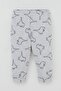 Baby Boy Pajama Set with Shoulder Patches, Cute Dinosaur Pattern, 4 Months-1 Year, Light Gray Melange - 3