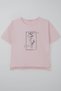Girl's T-Shirt Flower with Stone Accessories Printed 9-16 Years Old, Pink