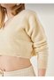 Women's Crop Knit Sweater with Ripped Detail - 4