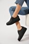 Civene Rubber Laced Bone Protruding Genuine Leather Women's Shoes Black Skin - 3