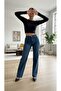 Medium Blue Suny Women's High Waist Jeans Loose Denim Pants Palazzo - 4