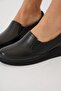 Pinderge moccasins elastic genuine leather women's shoes black leather - 4