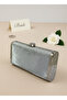 Silver Gray Lame Complete Metal Frame Evening Dress Bag Wedding Engagement Graduation - 2