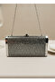 Anthracite Gray Platinum Full Crystal Stone and Metal Frame and Evening Dress Bag Wedding Engagement Graduation - 3