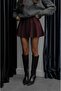 Burgundy Pleated Mini Skirt with Shorts