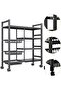 4-Layer Kitchen Storage Rack with 3 Mesh Baskets, Wheels — Black