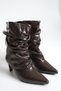 Women's Boots Mini Short Heeled Patent Leather Brown Comfortable Non-Slip Sole Elena - 3