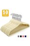 50 Pieces Of Flocking Non-Slip Hangers For Household Clothes Hanging, Beige