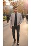 Double-Sided (Dark Blue & Beige) Men's Seasonal Coat with Ribbed Bottom and Sleeves and Zippered Hakim Collar - 2