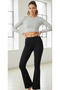 Black High Waist Shaping / Sculpting Double Pockets Flared Women's Sports Leggings Bootcut