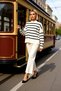 Women's Bottom Top Striped Oversized Mock Neck Knitwear Sweater Pants Two-Piece Set Winter Days Comfortable One - 4
