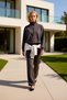 Women's Bottom Top Regular Cut Mock Neck Long Sleeve Half Zipper Top and Comfortable Wide Leg Bottom Set - 3