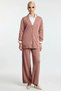 Women's Bottom Top Low Arm V-Neck Pearl Button Knitwear Cardigan Wide Leg Relaxed Fit Pants Two-Piece Set - 5