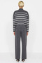 Women's Bottom Top Striped Oversized Mock Neck Knitwear Sweater Pants Two-Piece Set Winter Days Comfortable One - 6