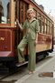 Women's Top and Bottom Set with Plain Woven Linen Look Shirt and Wide-Leg Pants, a Comfortable Summer Choice - 4