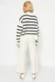 Women's Bottom Top Striped Oversized Mock Neck Knitwear Sweater Pants Two-Piece Set Winter Days Comfortable One - 6