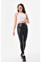 Women's Black Raised Faux Leather Leggings
