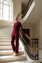 Women's Bottom Top Corded Fabric Knitwear Bottom Top Set Finger Detail Long Sleeve Crew Neck Comfortable Combination