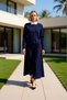 Women's Buttoned Crew Neck Cardigan and Long Pleated Knit Skirt Two-Piece Set Comfortable Casual - 3