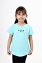 تي شيرت بناتي مطبوع بياقة دائرية وأكمام قصيرة