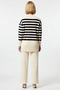 Stylish Button Detail Jacquard Striped Cardigan and Comfortable Straight-Leg Knitwear Pants Women's Bottom Top Bottom Top Set - 6