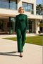Women's High Neck Crop Knit Sweater and Wide Leg Knit Pants Set - Casual and Comfortable - 3