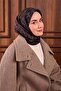 وشاح حريري من التويل أسود منقوش بنقشة الزهور 90×90 - 7