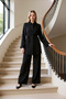 Women's Flowy Aerobin Fabric Lace-Up Shirt and Pants Set Relaxed Fit Casual Chic Combination