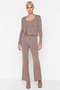 Women's Top and Bottom Corded Fabric Knitwear Blouse Cardigan and Wide Leg Pants Set Daily and Comfortable Use - 4