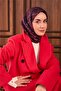 وشاح حرير تويلي باللون الأرجواني الداكن - أرجواني - بنفسجي منقوش بتصميم أنيق 90x90 - 6
