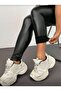 High Waist Faux Leather Tights - 2
