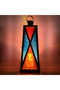 Moroccan Metal Lantern - Ramadan Lantern Decor, Arabic Lanterns for Indoor & Outdoor Use, Garden & Floor, Gold & Rose Gold Lanterns1 pc (Big X Red Blue) - 3