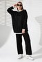 Milano Women's Black Crew Neck Shepherd Stitch Sweater and Palazzo Knitwear Bottom Top Set 2026 - 4