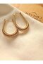 Oval Hoop Steel Earrings - Gold - 3