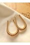 Oval Hoop Steel Earrings - Gold