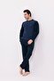 Men's Blue Jacquard Winter Long Sleeve Cotton Men's Pajama Set - 3