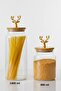 2-Piece Gold Metal Deer Figured Glass Jar with Bamboo Lid – Storage Container 1400ml + 890 ml - 3